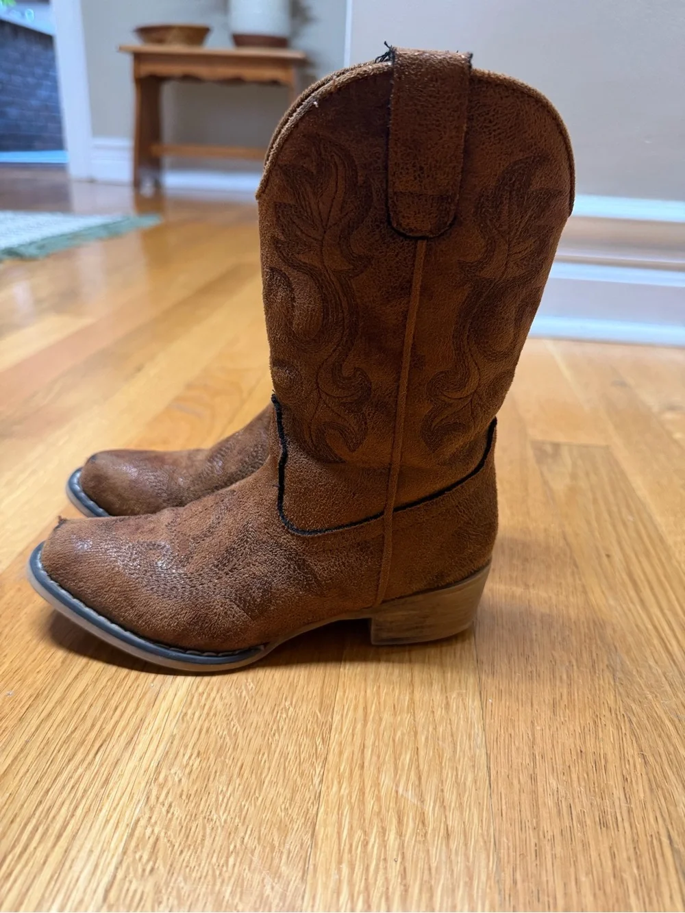 Roper Kids Brown Suede Western Boots